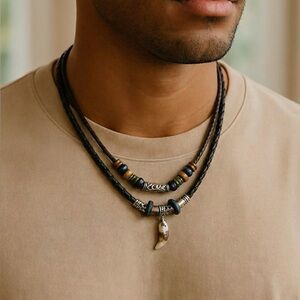 Multicolor Beaded Necklace with Tooth Pendant